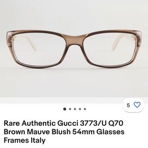 Rare Authentic Gucci 3773/U Q70 Brown Mauve Blush Glasses Frames Italy & GG case